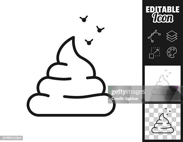 poop with flies. icon for design. easily editable - bug infestation stock illustrations