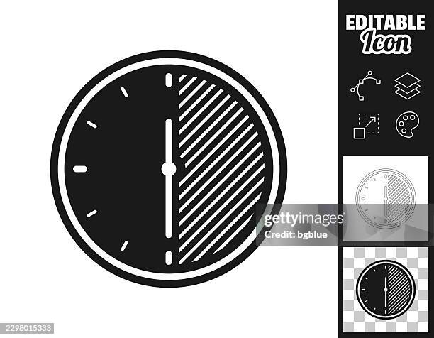 30 minute clock timer. icon for design. easily editable - adjusting clock stock illustrations
