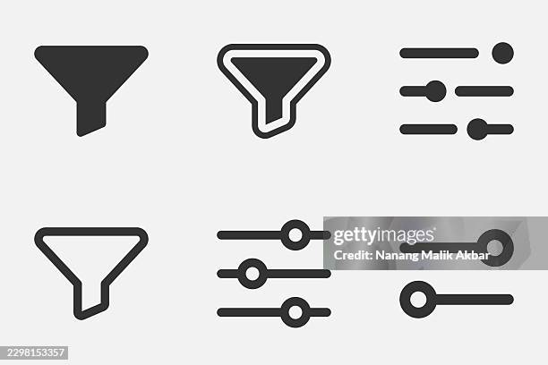 filter icon set - filter icon stock illustrations