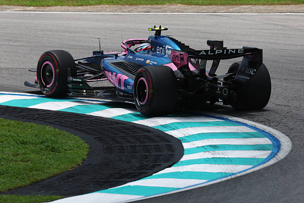 Franco Colapinto of Argentina driving the Alpine F1 A526 Mercedes on track during practice ahead of the F1 Grand Prix of Bahrain in Malaysia at...