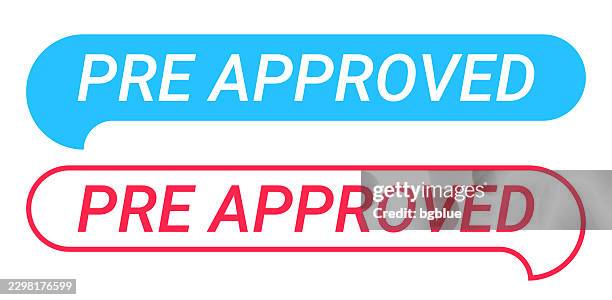 pre approved - blue and red speech bubble on white background - pre approved stock illustrations