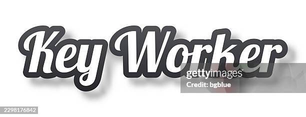 key worker - 3d text with shadow on white background - black essential worker stock illustrations