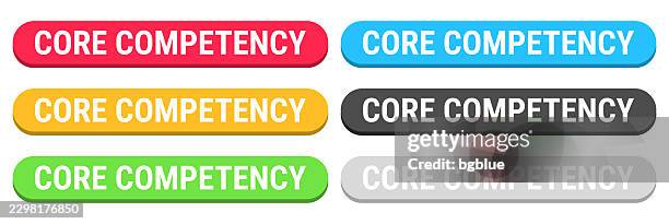 core competency - colorful 3d click web buttons on blank background - core stock illustrations