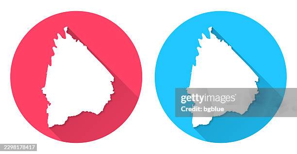 cocke county, tennessee map. round icon with long shadow on red or blue background - newport stock illustrations