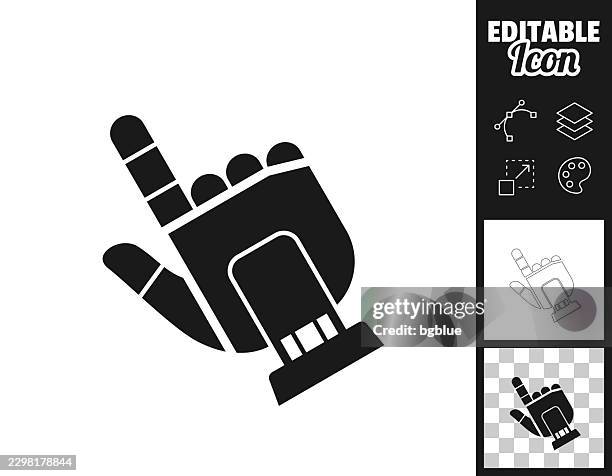 robotic touch finger. icon for design. easily editable - bionic hand stock illustrations