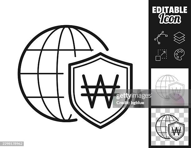 global south korean won security. icon for design. easily editable - consumer protection stock illustrations
