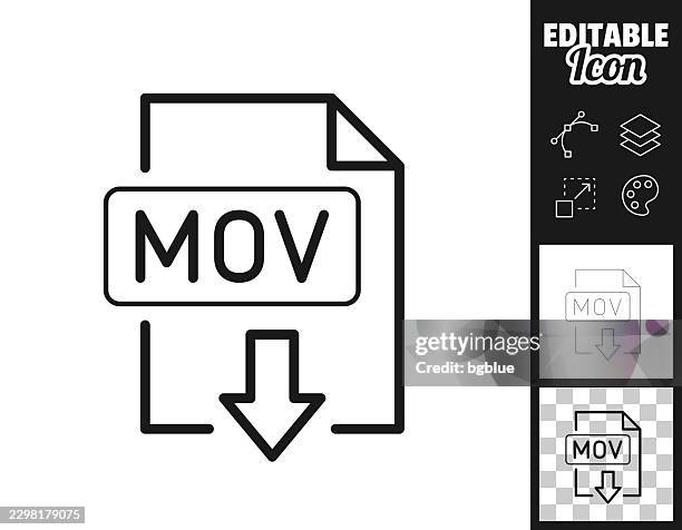 mov file download. icon for design. easily editable - video production stock illustrations