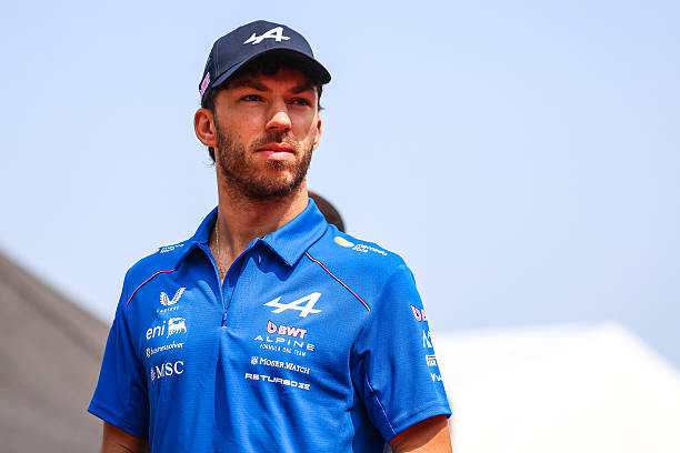 Pierre Gasly of France and Alpine F1 Team walks in the paddock during final practice ahead of the F1 Grand Prix of Bahrain in Malaysia at Sepang...