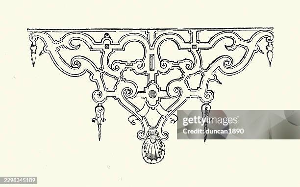 design element, 16th century style, vintage illustration - filigree pattern stock illustrations