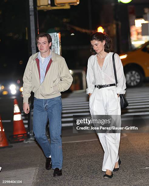 Kit Connor and Diana Silvers are seen on the set of "PREPPY" in Uptown, Manhattan on October 06, 2026 in New York City.