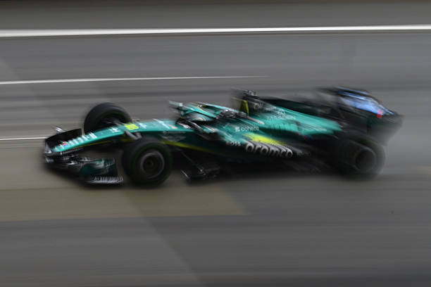 Lance Stroll of Canada driving the Aston Martin F1 Team AMR26 Honda on track during the F1 Grand Prix of Bahrain in Malaysia at Sepang Circuit on...