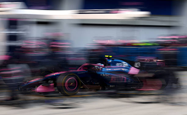 Franco Colapinto of Argentina driving the Alpine F1 A526 Mercedes makes a pitstop during the F1 Grand Prix of Bahrain in Malaysia at Sepang Circuit...