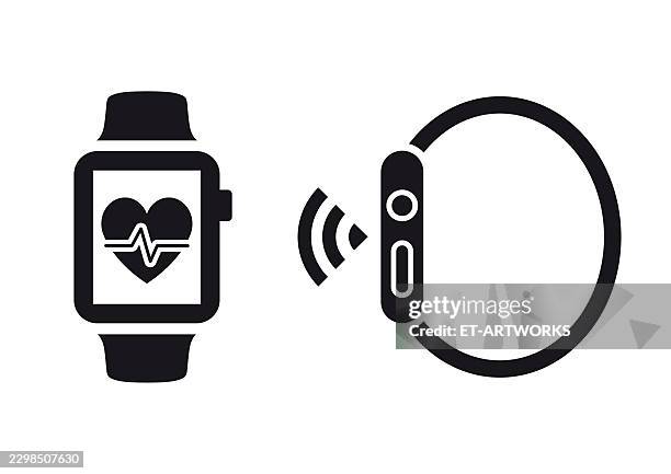 smart watch icon - touching virtual screen stock illustrations