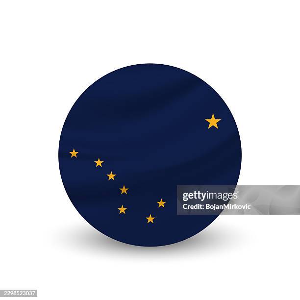 alaska circle round flag. vector - alaskan flag stock illustrations
