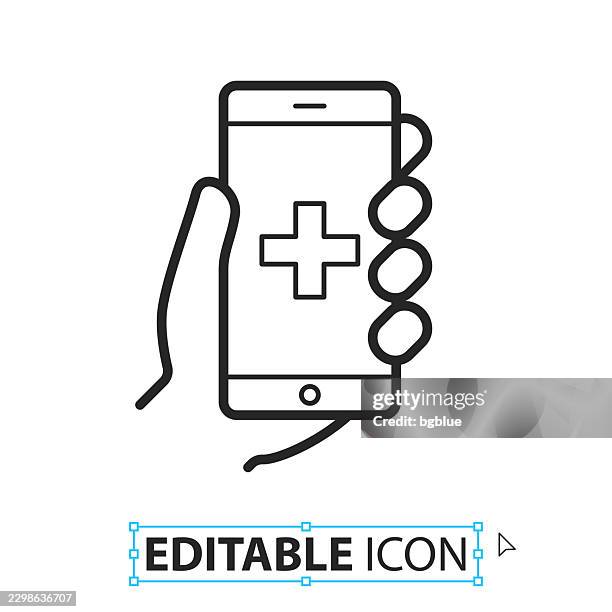 emergency call - line editable icon on white background - panic button stock illustrations