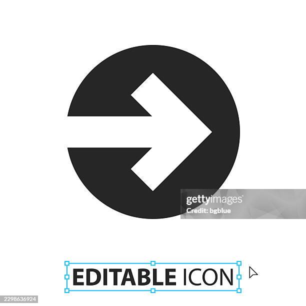 right arrow - editable icon on white background - white play button stock illustrations