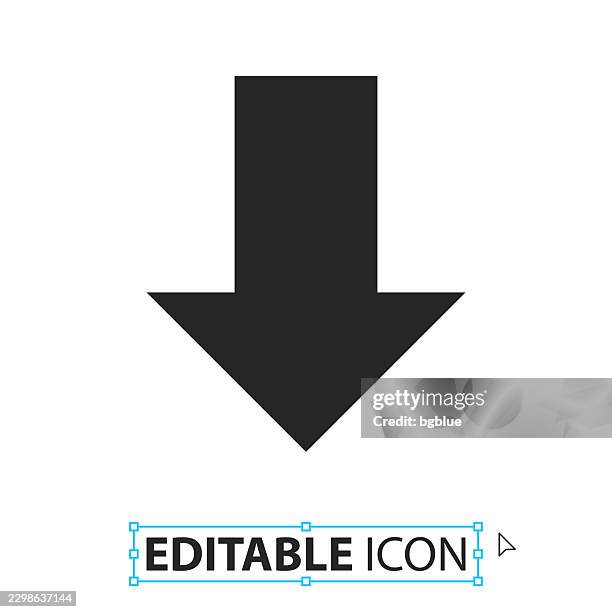 down arrow - editable icon on white background - pointing down white background stock illustrations