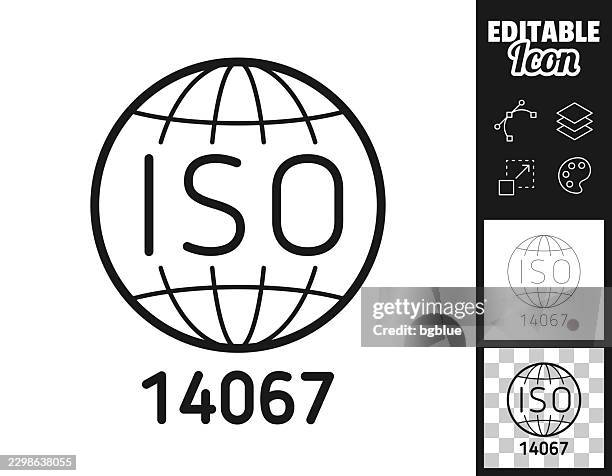 iso 14067 carbon footprint standard. icon for design. easily editable - environmental science stock illustrations