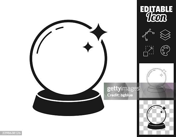 crystal ball. icon for design. easily editable - casting spell stock illustrations