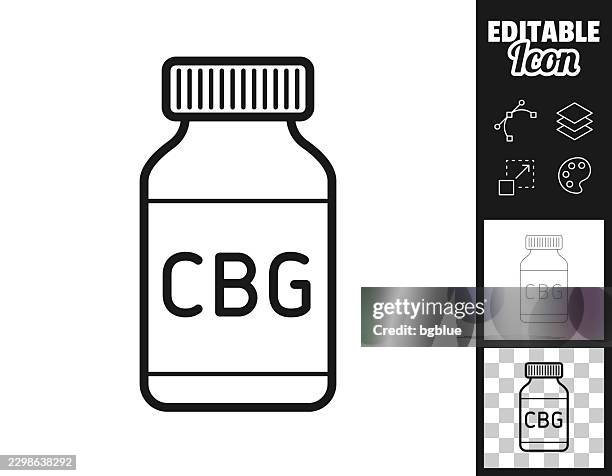 cbg supplement bottle. icon for design. easily editable - plastic container with lid stock illustrations