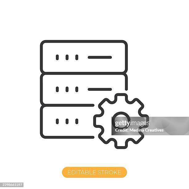 server configuration icon. editable stroke thin line icon - digital security act stock illustrations