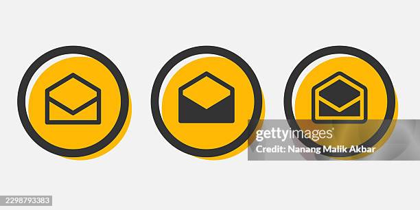 envelope open icon set - mailbox open stock illustrations