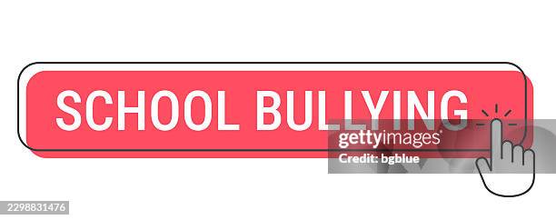 school bullying - click button with hand cursor on white background - bully icon stock illustrations
