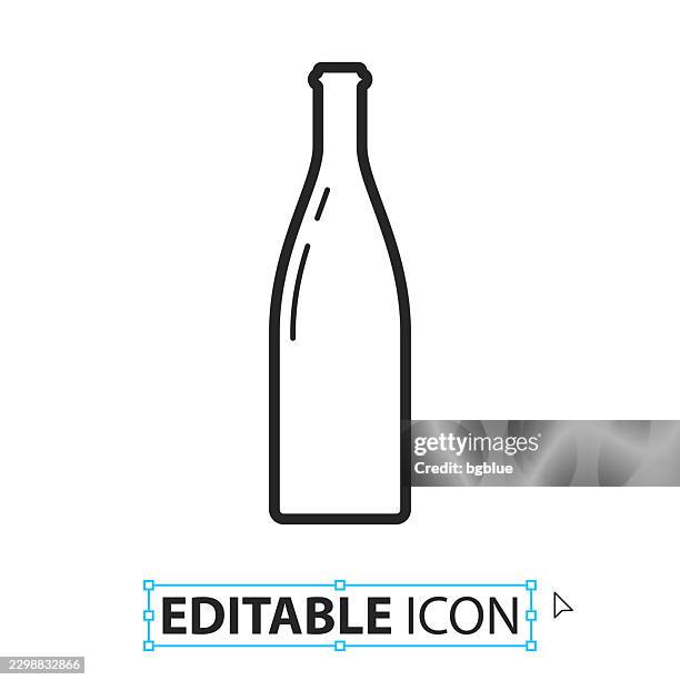 bottle - line editable icon on white background - wine carafe stock illustrations
