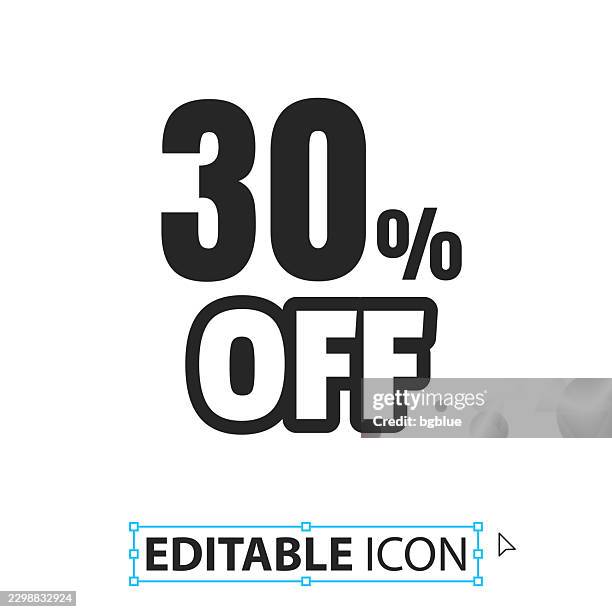 30 percent off (30% off) - editable icon on white background - lowering stock illustrations
