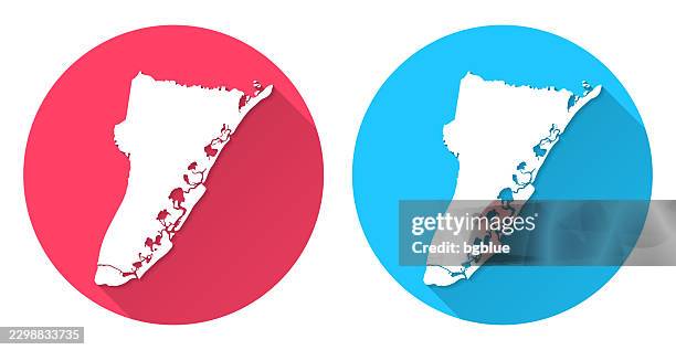 cape may county, new jersey map. round icon with long shadow on red or blue background - cape may stock illustrations