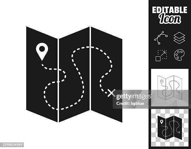 folded route map. icon for design. easily editable - trail sign stock illustrations