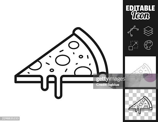 pizza slice with melted cheese. icon for design. easily editable - bread slice stock illustrations