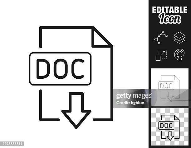 doc file download. icon for design. easily editable - office automation stock illustrations