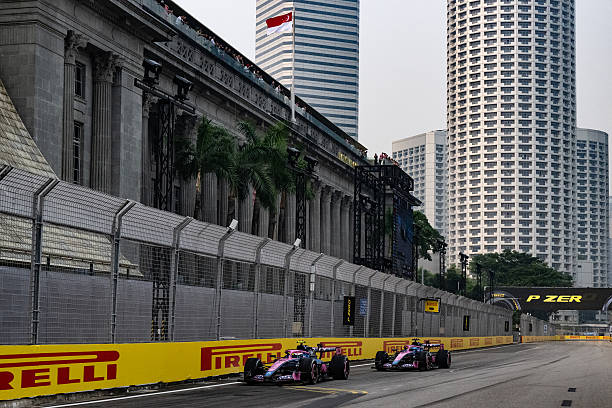 Franco Colapinto of the BWT Alpine Formula One Team, driving the Mercedes A526, faces the press during the qualifying session at the Marina Bay...