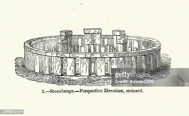 restored, stonehenge is a prehistoric megalithic structure on salisbury plain in wiltshire, england, vintage illustration 19th century - dolmen stock illustrations