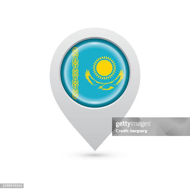 location pin icon with the flag of kazakhstan. map pointer symbol. location marker. vector illustration - kazakhstan flag stock illustrations