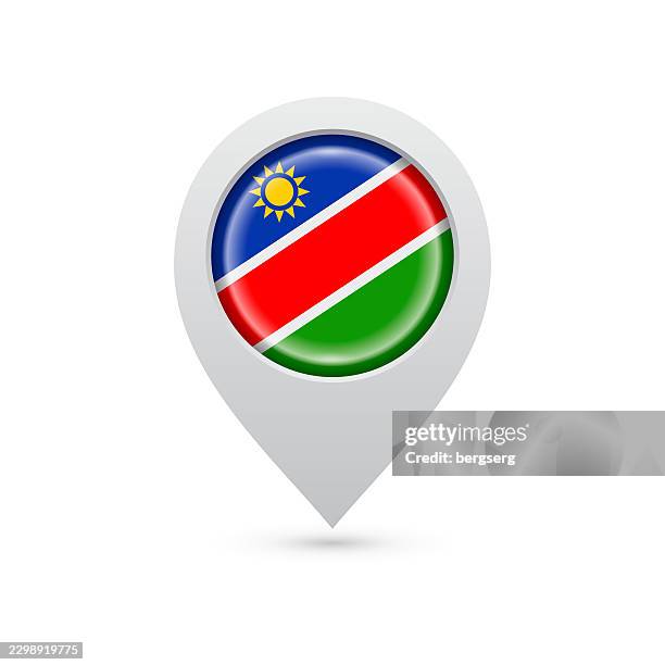 location pin icon with the flag of namibia. map pointer symbol. location marker. vector illustration - windhoek namibia stock illustrations