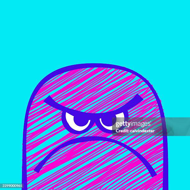 angry emoji cartoon scribble doodle style - customer feedback stock illustrations
