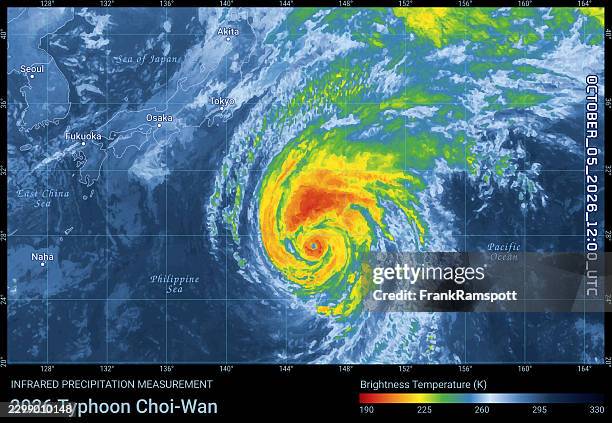 typhoon choi-wan 20261005 12utc black rain map japan - osaka stock illustrations