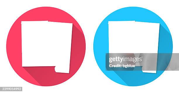 miami county, ohio map. round icon with long shadow on red or blue background - troy stock illustrations