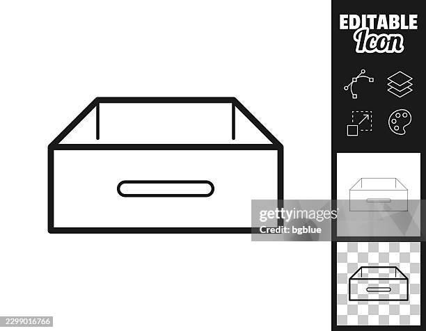 open drawer. icon for design. easily editable - drawer pull stock illustrations