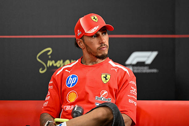 Lewis Hamilton of the United Kingdom during qualifying for the Singapore Grand Prix at the Marina Bay Street Circuit in Singapore, on October 10,...