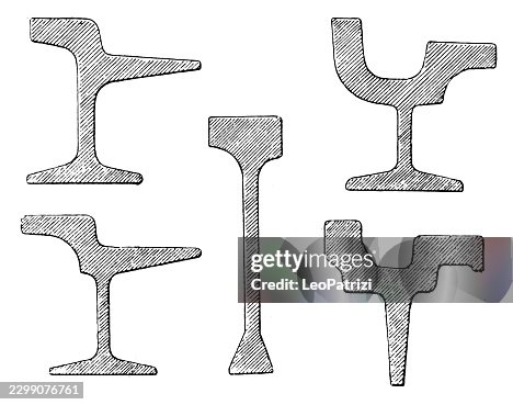 Five railway rail profiles for engineering and construction Five railway rail profiles for engineering and construction