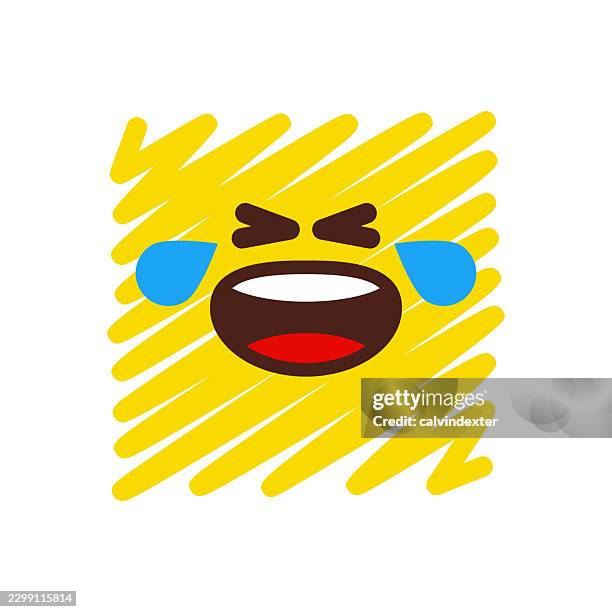 happy emoji square shape and scribble style drawing - customer feedback stock illustrations