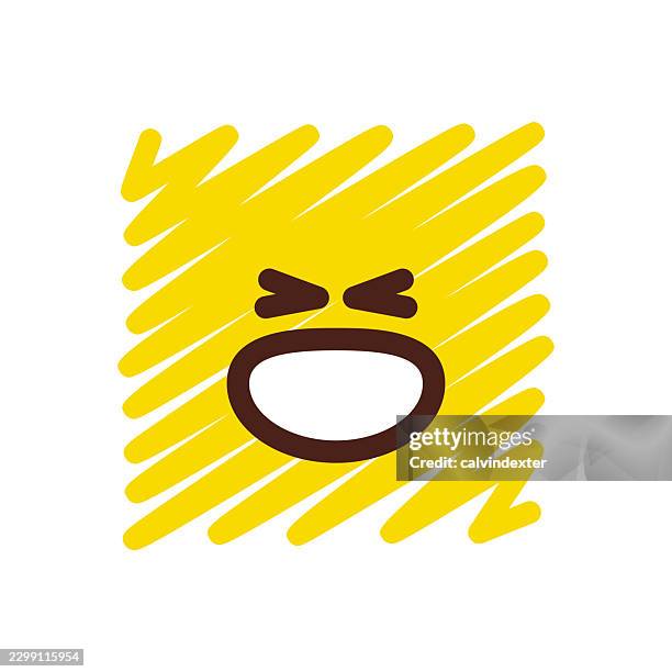 happy emoji square shape and scribble style drawing - customer feedback stock illustrations