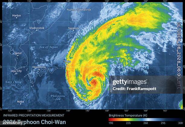 typhoon choi-wan 20261006 06utc black rain map japan - sapporo stock illustrations