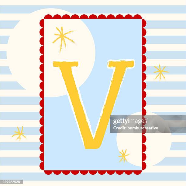 v letter design on a colorful background - character animation stock illustrations