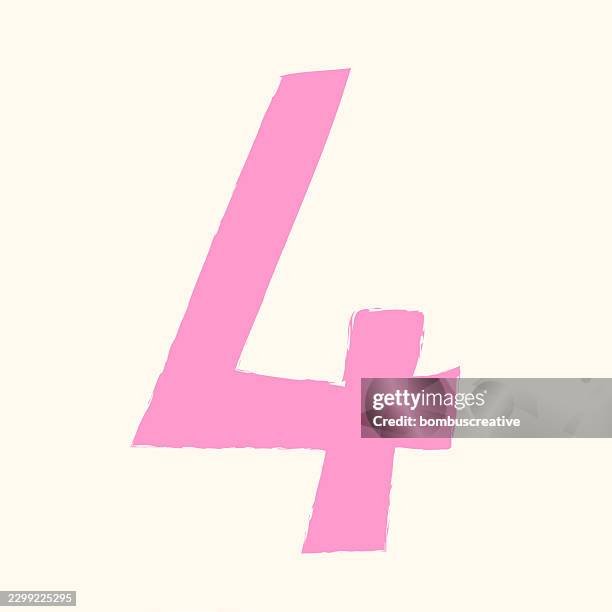 brush-number 4 four - character animation stock illustrations