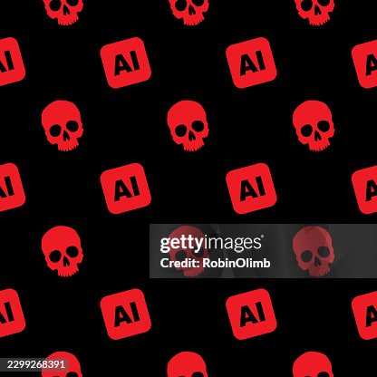Red AI Skulls Seamless Pattern Red AI Skulls Seamless Pattern
