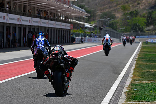Jorge Martin of Spain riding the Factory Racing Aprilia in the pit lane during Free Practice 1 on October 09, 2026 in Lombok, Indonesia.